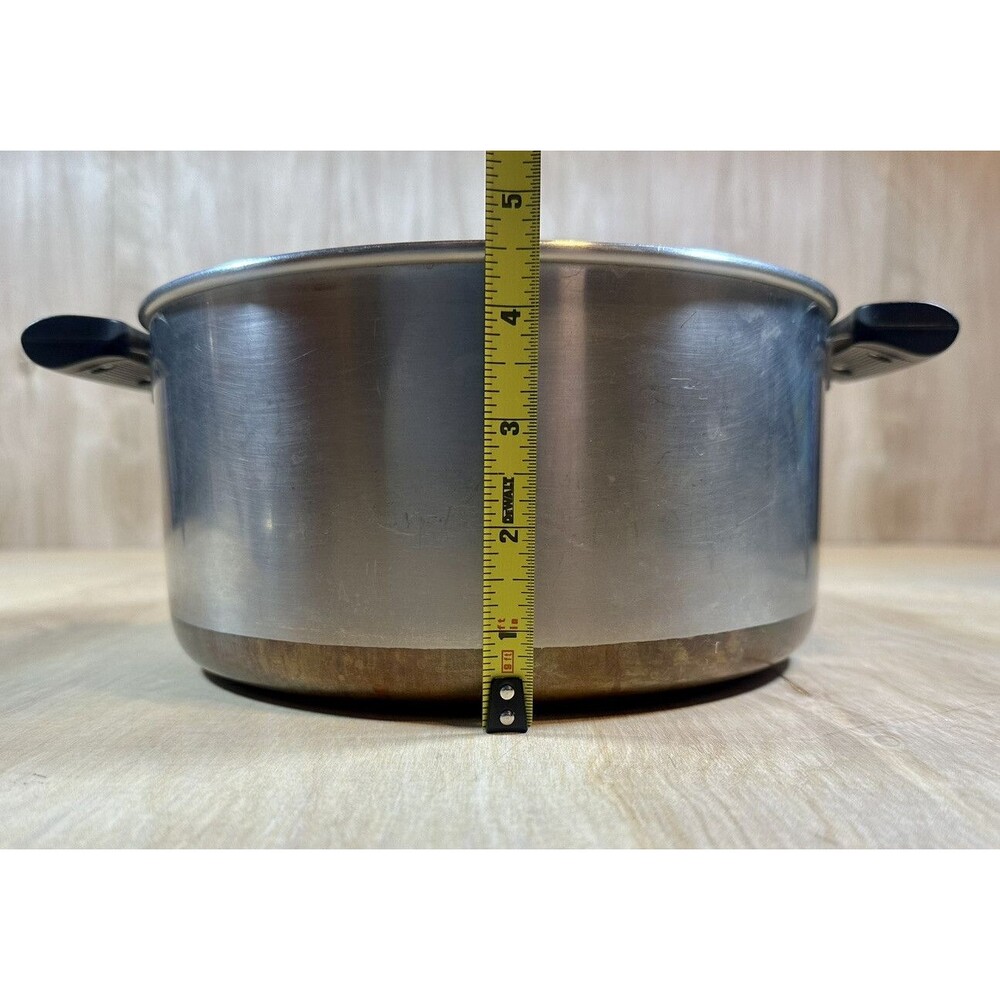 Vintage REVERE WARE 4.5 Quart Qt Copper Bottom Stock Pot 1801 With Lid - Picture 6 of 6